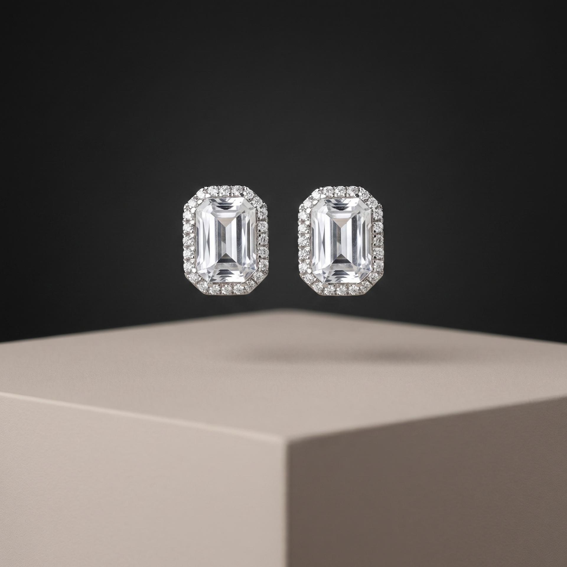 The Gatsby Stud — 1ct Emerald Cut Halo