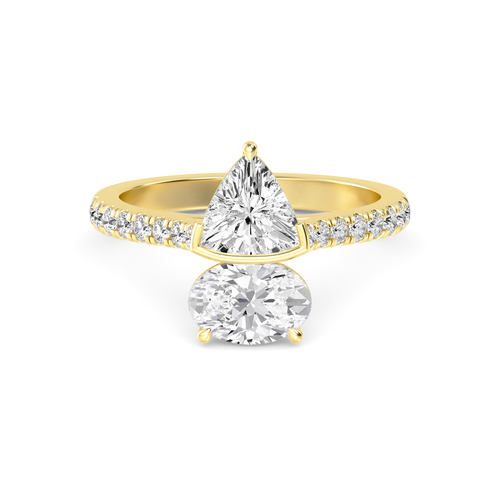 14ct Lab Grown Diamond Toi Et Moi Ring — 2.00ctw Pear & Trillion (14ct Yellow / White / Rose Gold)