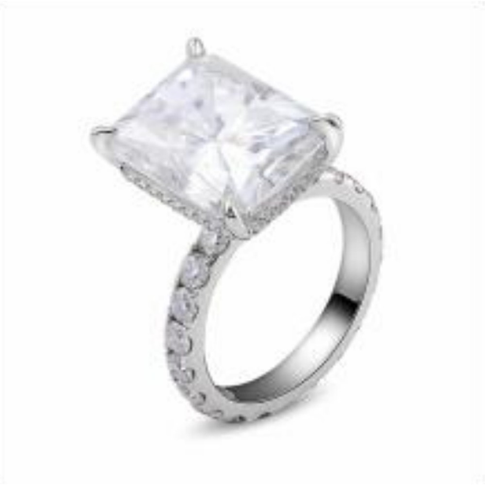 Radiant Cut Hidden Halo & Side Stone Engagement Ring — MARA Bridal (GORI001388)