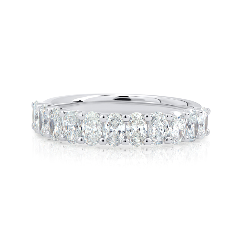 11 Stone Oval U Shape 1.2ct Total Lab Diamond Ring — 18ct White Gold