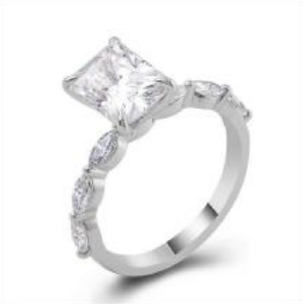 Radiant Cut Hidden Halo & Side Stone Engagement Ring — MARA Bridal (GORI001697)