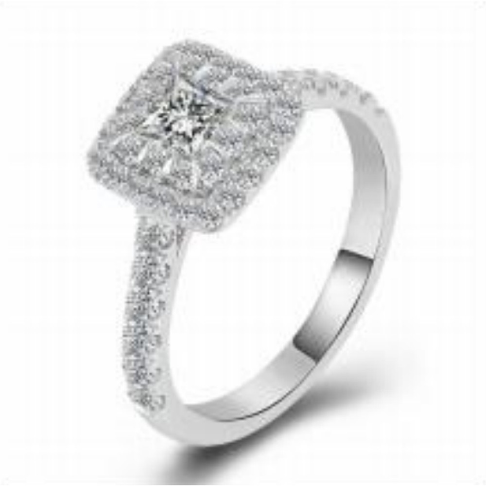 Cushion Cut Hidden Halo & Side Stone Engagement Ring — MARA Bridal (GORI003163)