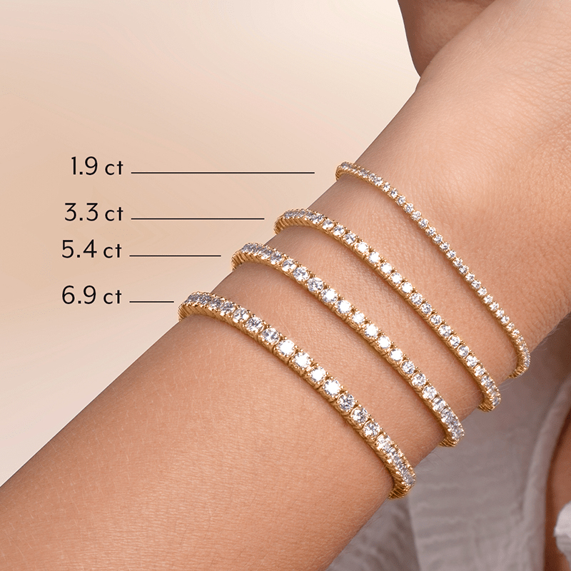 Tennis bracelet carat weight comparison on the wrist