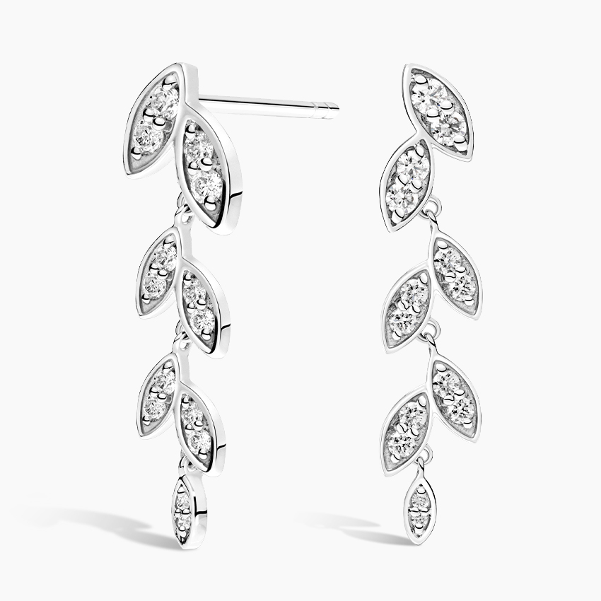 Pavé Leaf Drop Earrings — 0.40ct