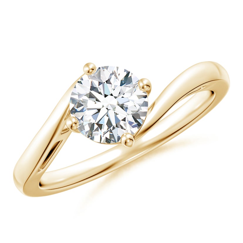 Lab-Grown Round Diamond Bypass Solitaire Engagement Ring — 14ct Yellow Gold