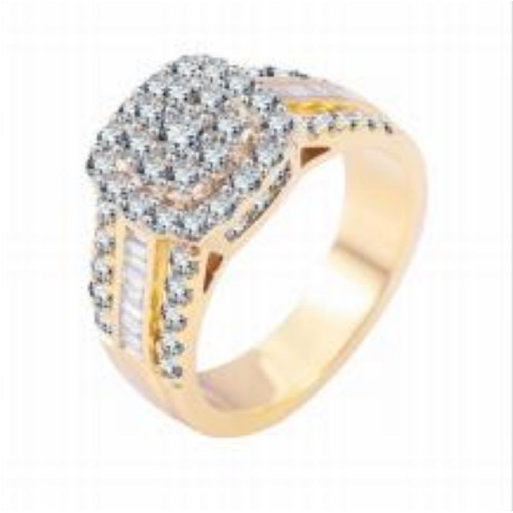 Cushion Cut Hidden Halo & Side Stone Engagement Ring — MARA Bridal (GORI002649)
