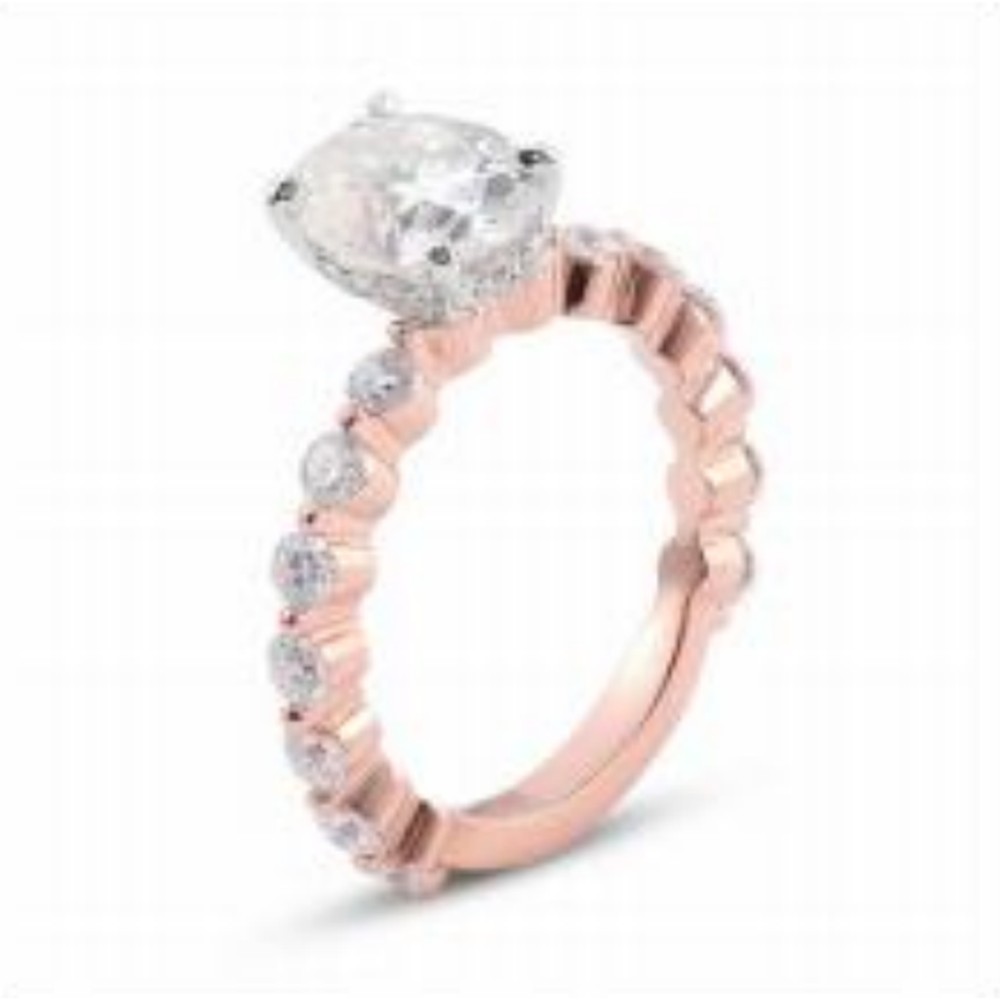 Pear Cut Hidden Halo & Side Stone Engagement Ring — MARA Bridal (GORI001284)