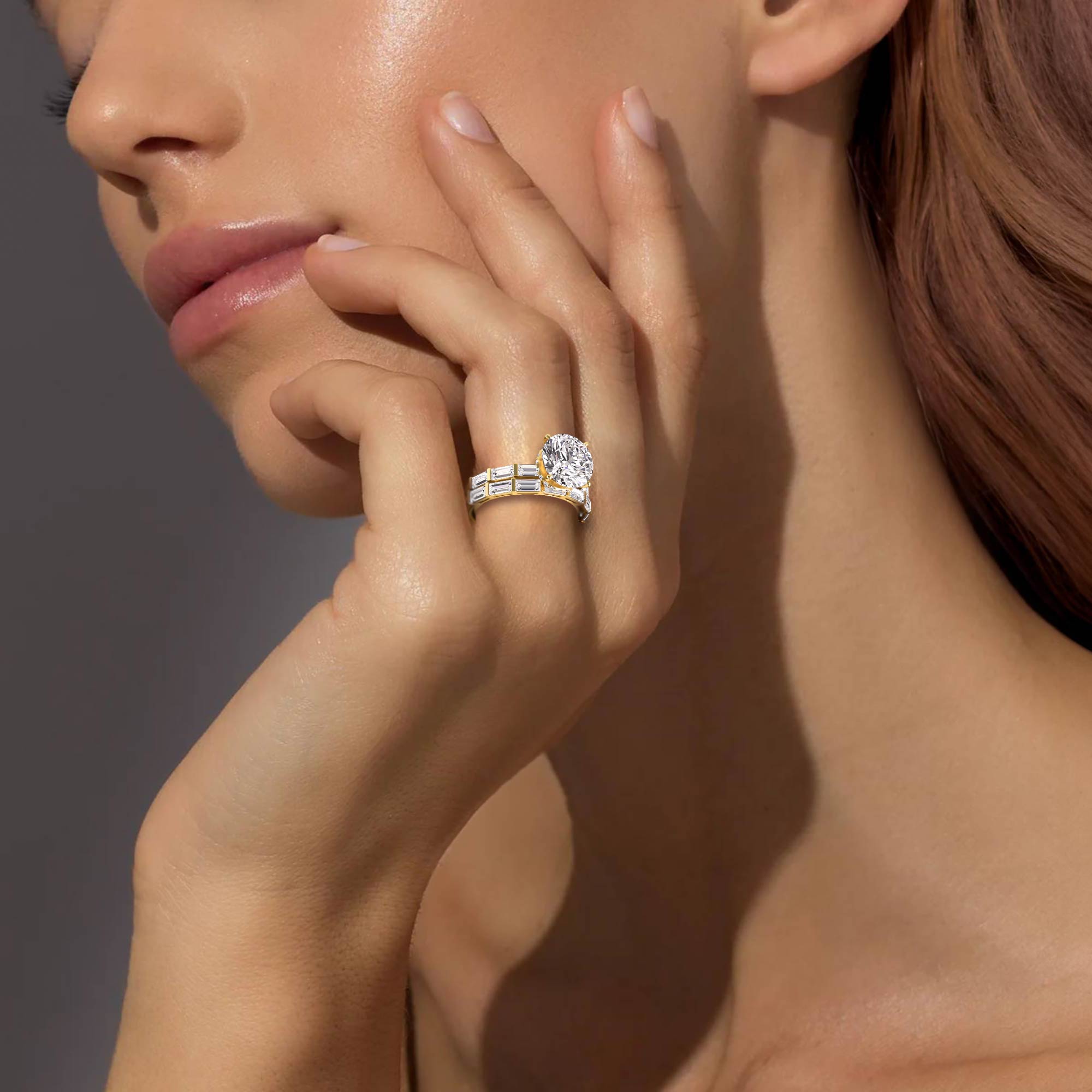 14ct Yellow Gold Lab-Grown Diamond Hidden Halo Engagement Ring — 4.52 CTW