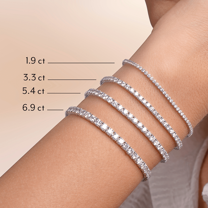 Tennis bracelet carat weight comparison on the wrist