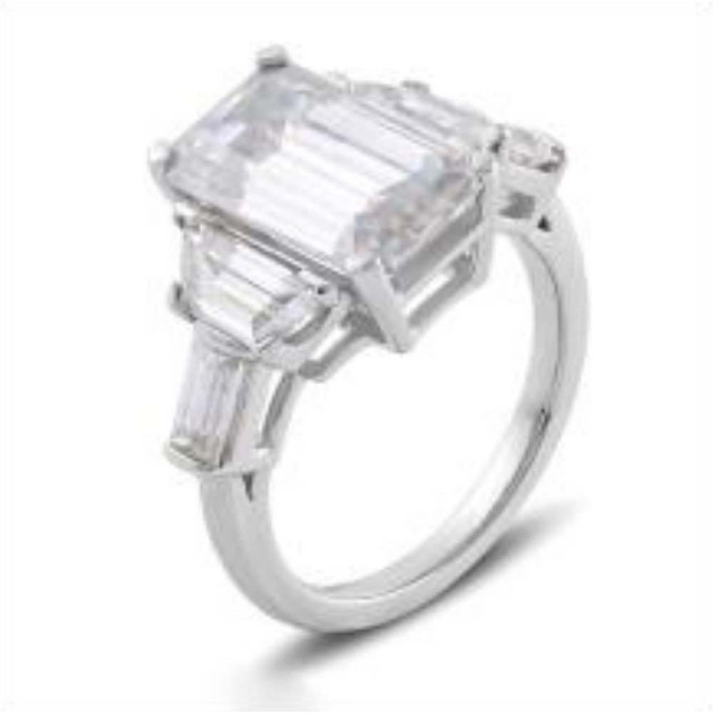 Emerald Cut Hidden Halo & Side Stone Engagement Ring — MARA Bridal (GORI001174)