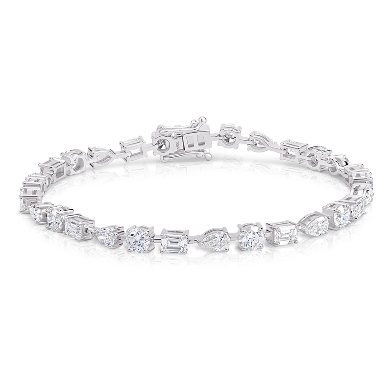 6.8ct Trinity Tennis Bracelet — 18ct White Gold