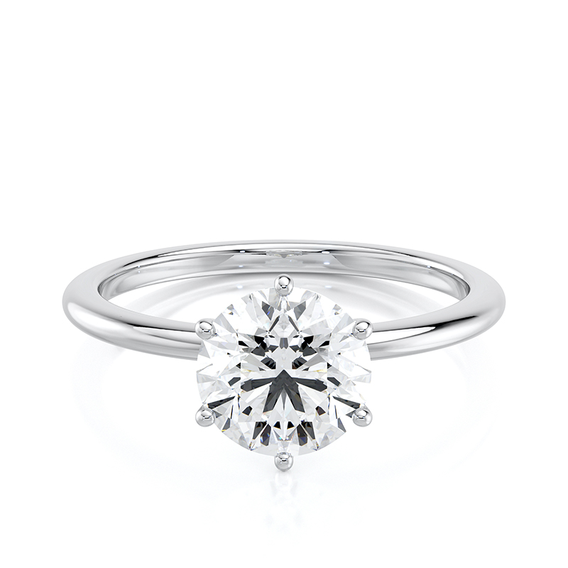 Petite Six Prong Dome Solitaire — 2.30ct Round Brilliant in Platinum