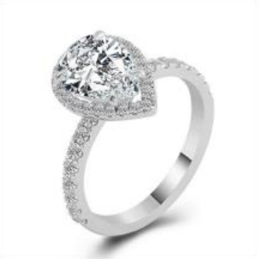 Pear Cut Hidden Halo & Side Stone Engagement Ring — MARA Bridal (GORI001655)