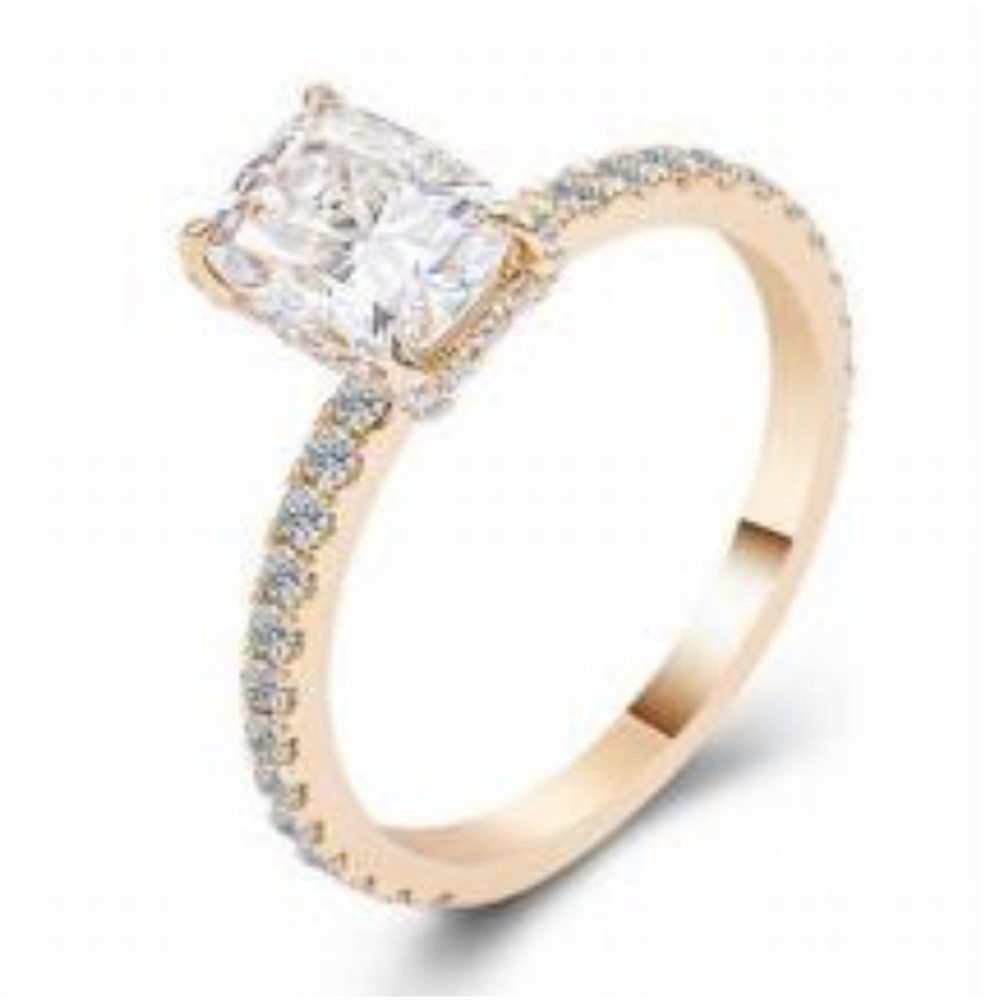 Radiant Cut Hidden Halo & Side Stone Engagement Ring — MARA Bridal (GORI003077)