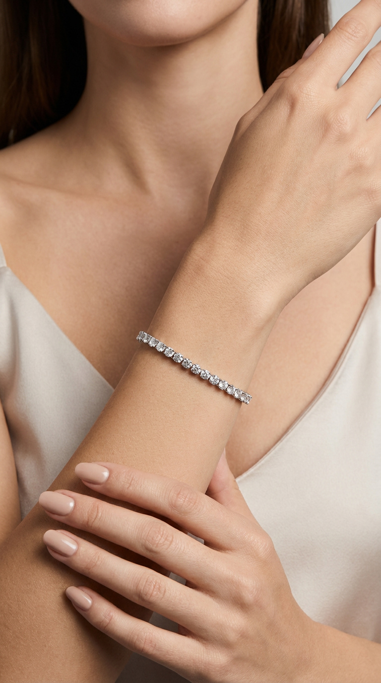 Ophélia tennis bracelet on the wrist