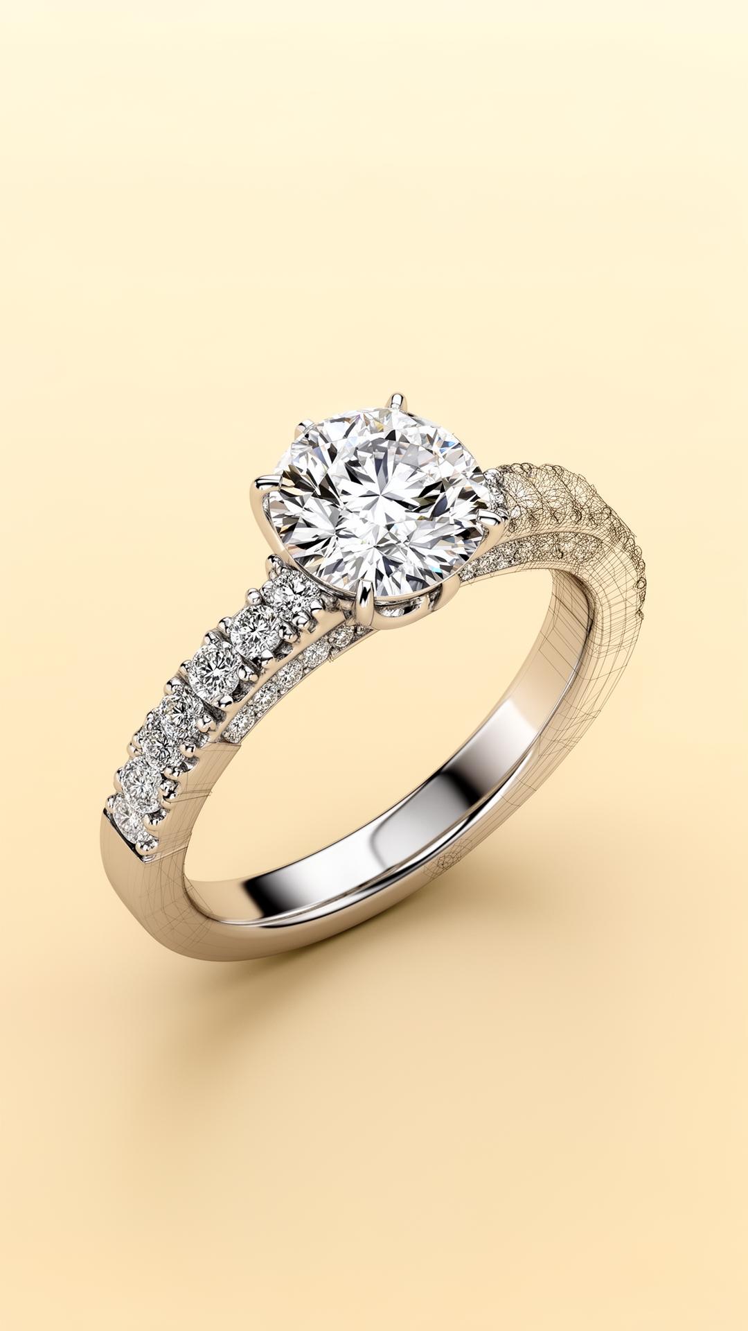 3D CAD rendering of a custom MARA Bridal Luxury Jewellery diamond engagement ring